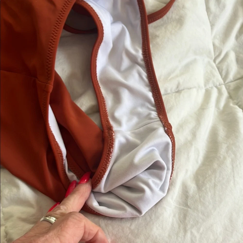 Chic Rust Swimsuit with Ruffle Accent - Picture 7 of 8